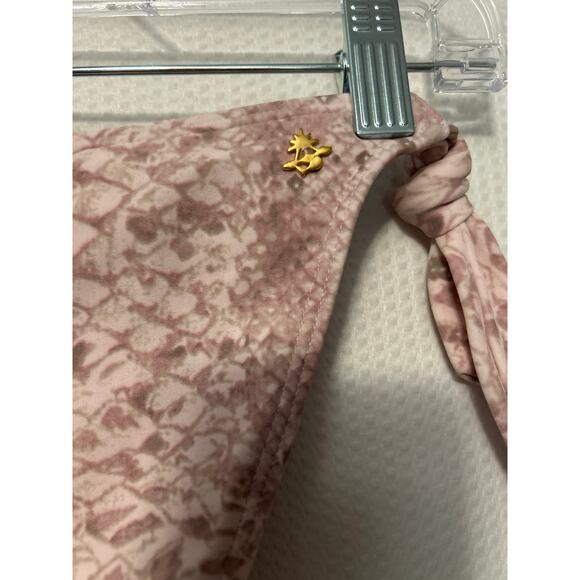 Cia Maritima Beachwear Pink Rose Snakeskin Cheeky Bikini Bottom Small NWT - Picture 9 of 11